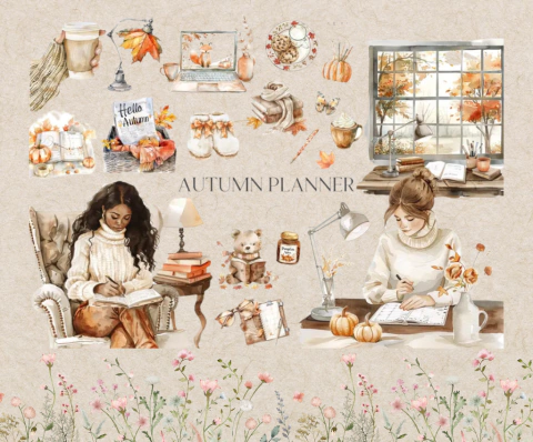 Kit de adesivos "Meu Planner de Outono"