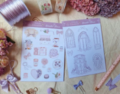 Cartelas de adesivos do Clubinho La Délicatesse "Romantic Flower"