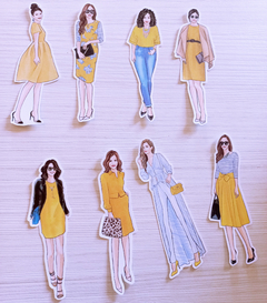 Kit de adesivos "Garotas de Amarelo"