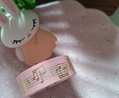Washi tape Simply Gilded rosa com foil dourado - Estampa musical