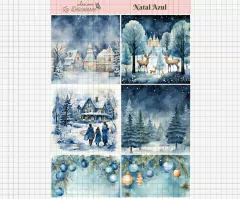 Imagem do Kit digital "Natal Azul" - Link na descrição
