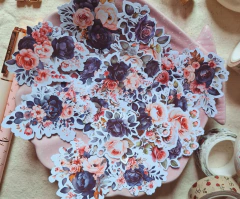 Imagem do Flores em tons de azul escuro e pêssego