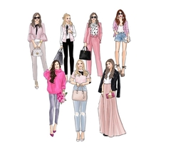 Imagem do Kit de adesivos "Garotas de Rosa"