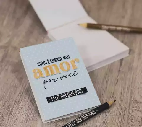 Bloco de notas com Mini lápis personalizado - Dia dos Pais