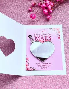 Cartão Personalizado Com Espelho de Coração Dia das Mães - Staca Personaliza