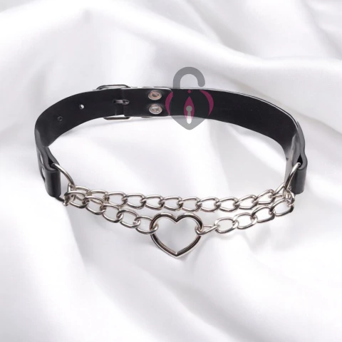 Coleira Bondagem Corrente Coração