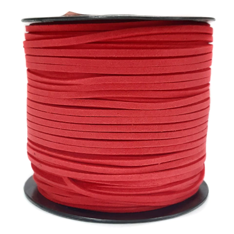 Hilo Cordon de Gamuza 3mm x 2mm Rojo (#122)