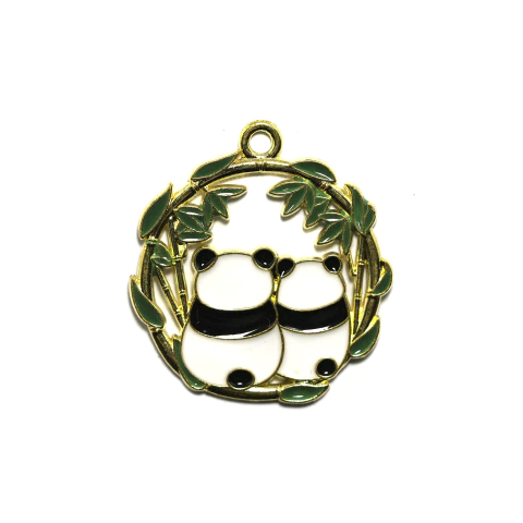 Dije Esmaltado Pandas Abrazados x 5 unidades - comprar online