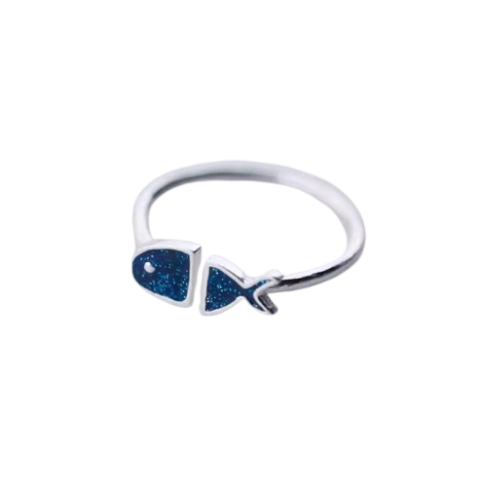ANEL PEIXE AZUL AJUSTAVEL - BIJUTERIA - pequeno - comprar online