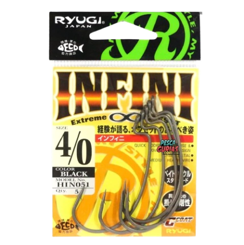 Anzol Offset para isca soft Ryugi Infini Hin051 - ideal para pesca de traíra - VÁRIOS tamanhos - comprar online