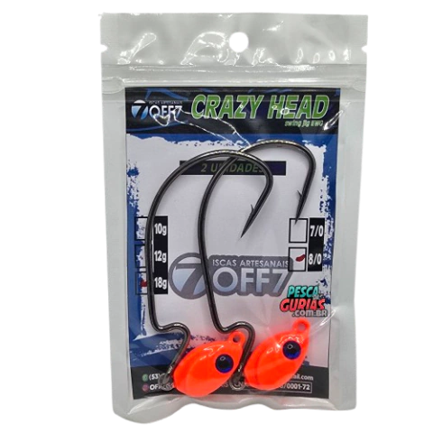 CRAZY HEAD OFF7 - LARANJA - 2 UN - 18G - Anzol OFF SET Articulado - ideal para DOURADO - comprar online