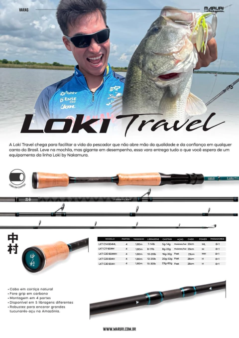 Vara LOKI TRAVEL - Maruri - 4 partes - indicada para viagens