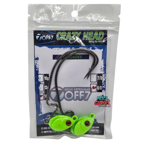 CRAZY HEAD OFF7 - VERDE LIMÃO - 2 UN - 18G - Anzol OFF SET Articulado - ideal para DOURADO - comprar online