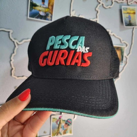 BONÉ PRETO feminino para pescaria - PESCA DAS GURIAS - TRUCKER - comprar online