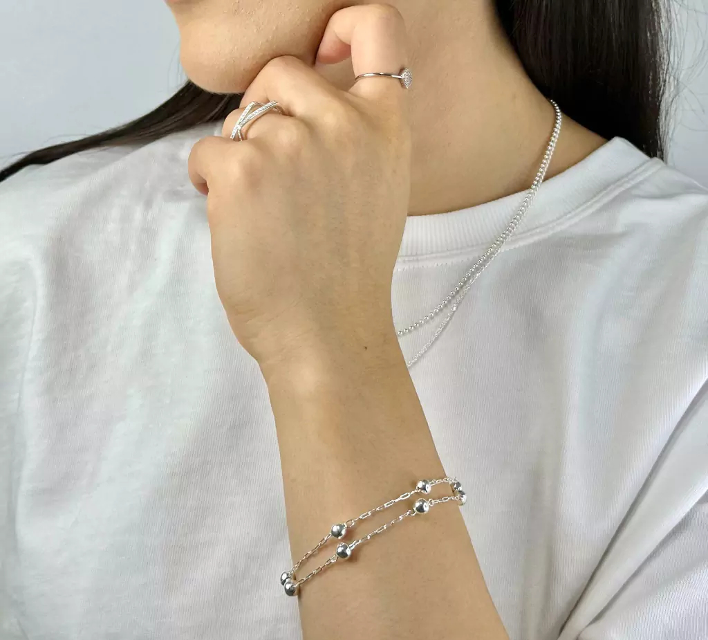 Pulseira prata bolas Cartier