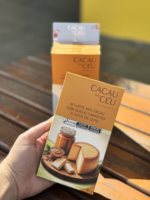 Chocolate Cacau do Céu Ao Leite 40% com Queijo Canastra e Doce de Leite - 80g - comprar online