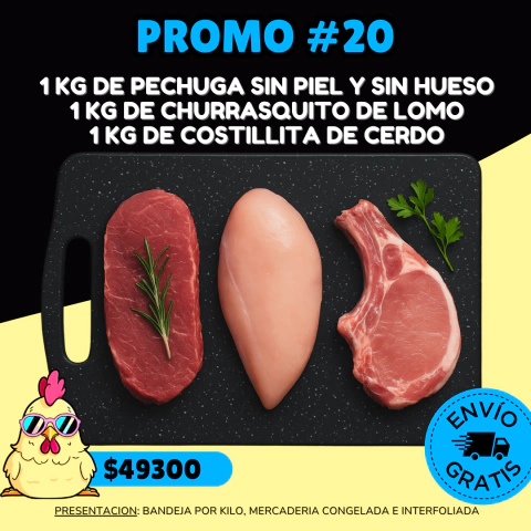 PROMO 20 - 1 KG DE PECHUGA, 1 KG DE LOMO, 1 KG DE CARRE