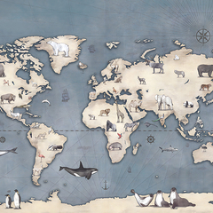 Mural Mapa con Animales - comprar online