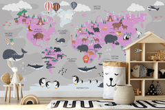 Mural Mapa Planisferio Kids - Petit Papel