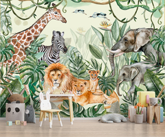 Mural Safari Animales De La Selva - Petit Papel