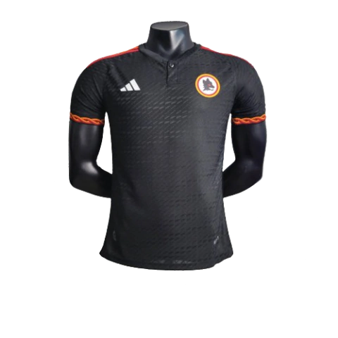 Camisa Roma III 23/24 - Jogador Adidas Masculina - Preta com detalhes em vermelho e amarelo