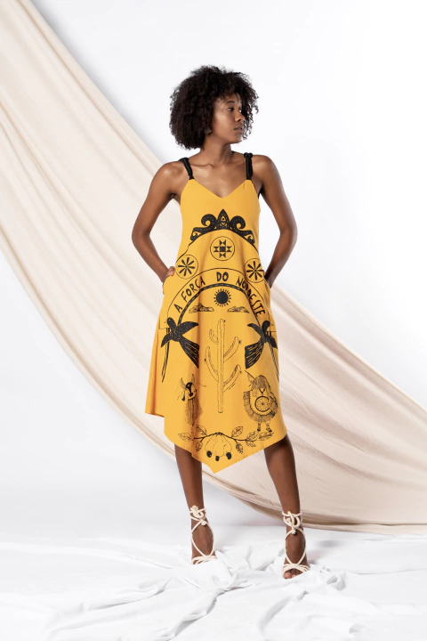 Vestido A Força do Nordeste Amarelo - comprar online