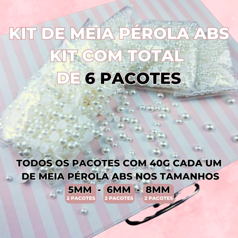 Kit de MEIA PEROLA ABS para personalizar - total de 6 PACOTES - leia a descrição