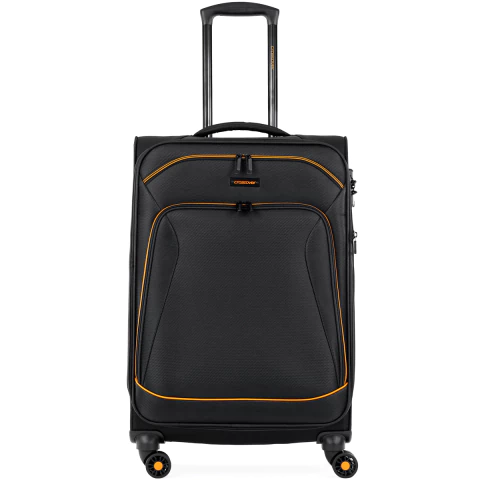 Valija Crossover Mediana de tela liviana 2,9 kg Fusion Negro con Naranja - comprar online