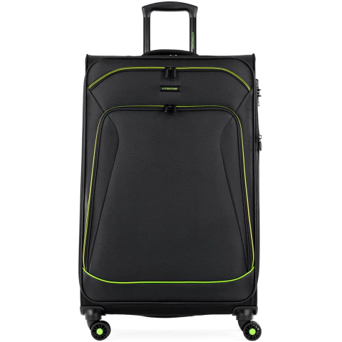Valija Crossover Grande de tela liviana 3,3 kg Fusion Negro con Verde - comprar online
