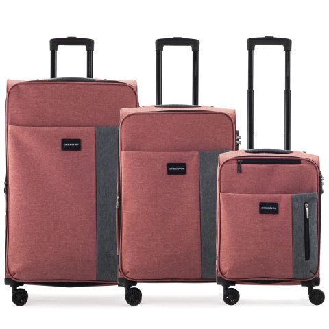 Set de Valijas Crossover Semi Rígida Rudy Poliéster Rojo - comprar online