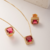 Conjunto Quadrado Rubi com Micro Zircônia Semijoia Ouro 18K - comprar online