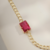Pulseira de Corrente com Pedra Rosa Semijoia Ouro 18K