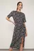 Vestido De Malha Midi Estampado Com Franzido Na Saia - comprar online
