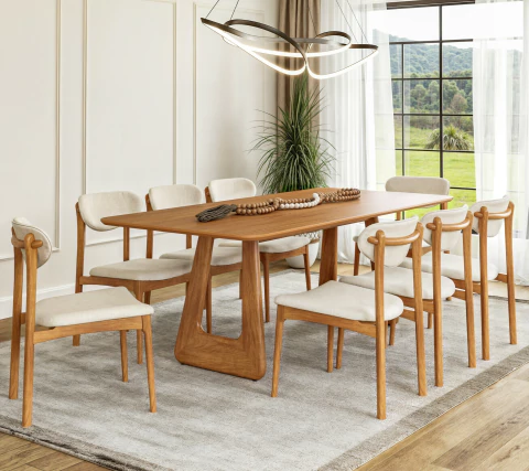 Conjunto mesa jantar com 8 cadeiras em madeira maciça - PANAMERA - comprar online