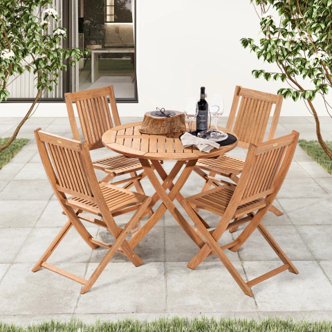 Conjunto Mesa Redonda com 4 Cadeira para Varanda - DOBRAVEL