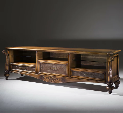 Rack Clássico 2,04m em Madeira maciça com 3 Gavetas - LUXO