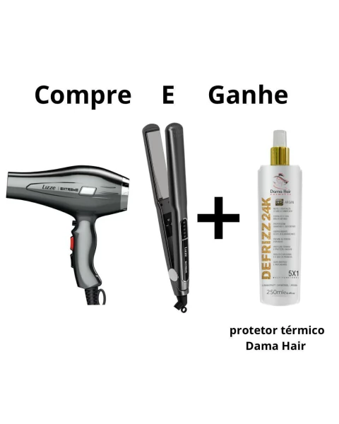 Secador lizze + prancha lizze + defrizante 24k