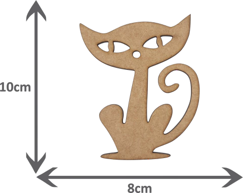 Kit 5un. Aplique MDF Cru Recorte - Gato Mod. A 10cm