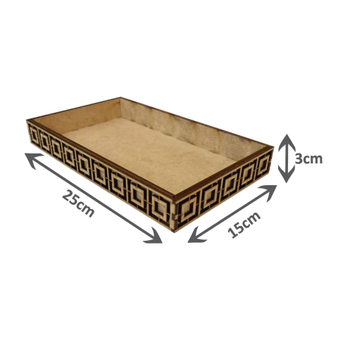 Bandeja com Arabesco - 25x15 - Mod. A - MDF Cru