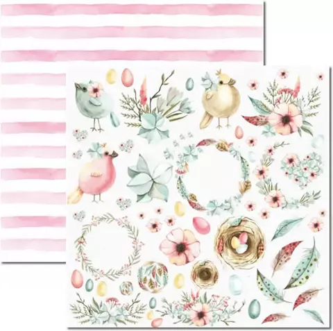Papel para Scrapbook Dupla Face - SC-477 Passarinhos 5 - Arte Fácil