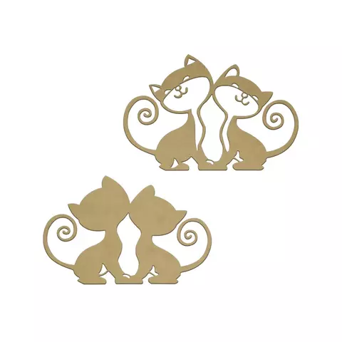 Aplique em MDF Cru Recorte - Kit Gatinhos - 10cm de comprimento