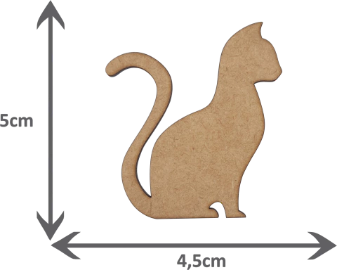 Kit 5un. Aplique MDF Cru Recorte - Gato Mod. C 5cm