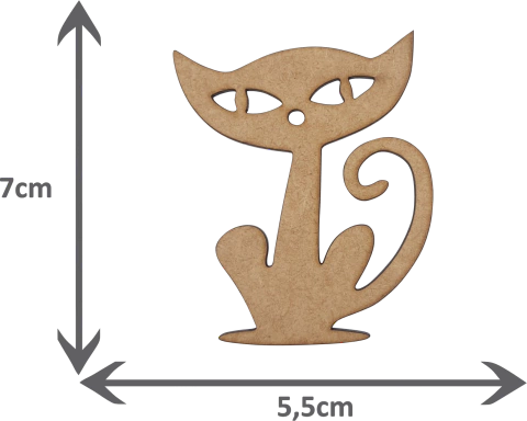 Kit 5un. Aplique MDF Cru Recorte - Gato Mod. A 7cm