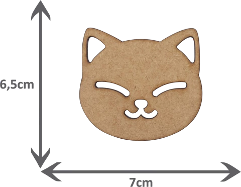 Aplique MDF Cru Recorte - Gato Mod. F 7cm