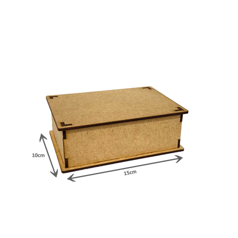 Caixinha Retangular com Tampa Encaixada - 10x15x5A - MDF Cru