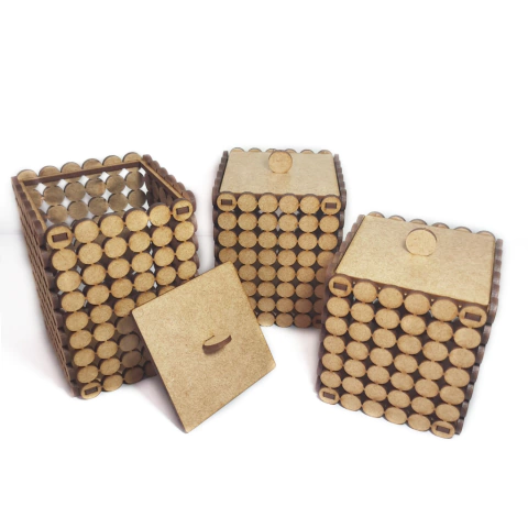 Kit 3 Potes Pérola - P M G - MDF Cru