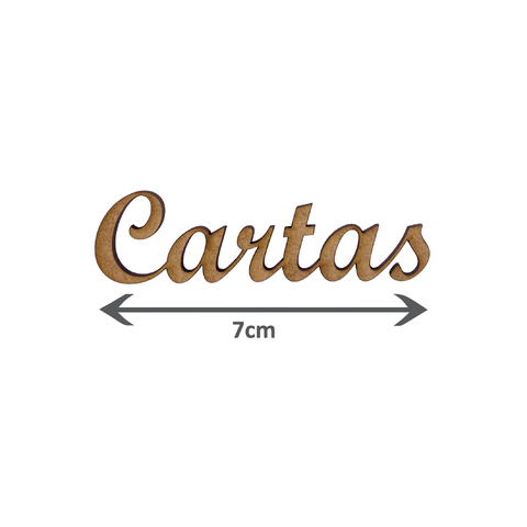 Recorte Aplique Palavra Cartas - MDF Cru - 7cm