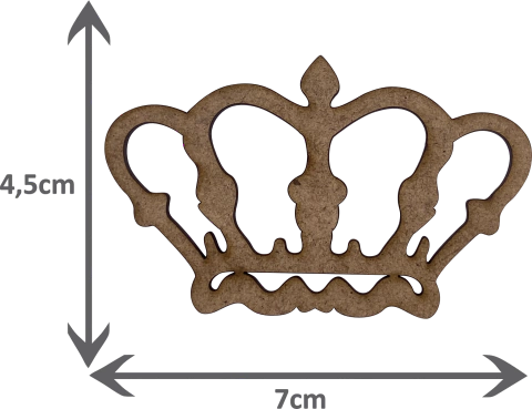Kit 5un. Aplique MDF Cru Recorte - Coroa Mod. B - 7cm