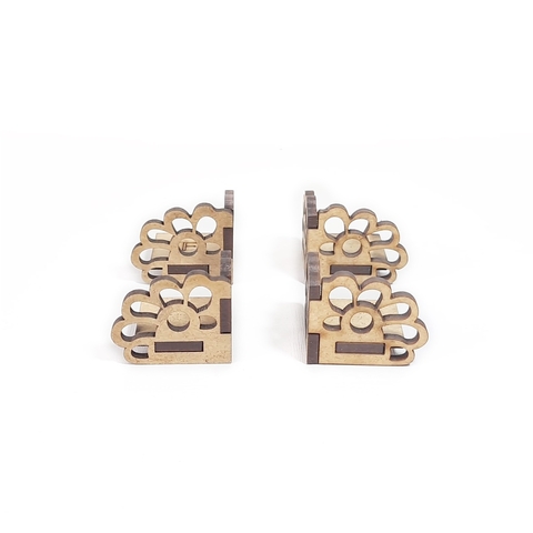Kit 4 Pés Floral Pezinho - Para Bandeja e Caixa - Mod. B MDF 3mm Cru