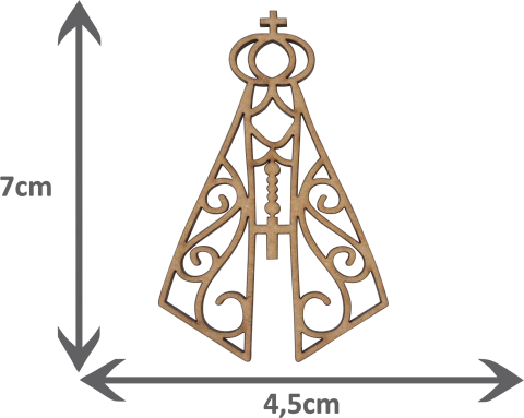 Kit 5un. Aplique MDF Cru Recorte - Nossa Senhora Aparecida Mod. A 7cm